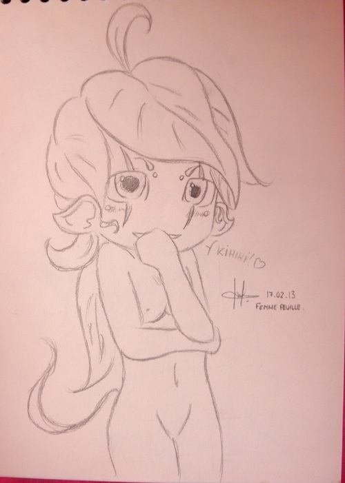 • Dessin chibi femme feuille