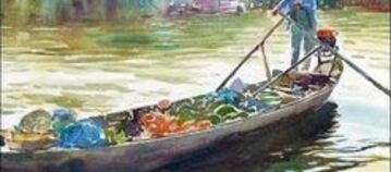 Dessin et peinture - vidéo 1933 : Scènes de la vie courante : Le retour de la pêche et le marché flottant - peintures à l'aquarelle.