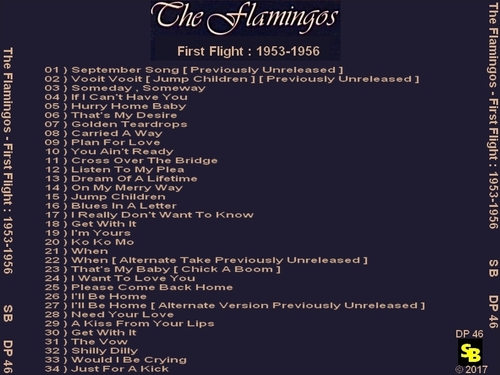 The Flamingos : CD " First Flight - 1953-1956 " SB Records DP 46  [ FR ]