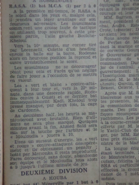 Dimanche 18.12.1932 à Hussein Dey MCA-RASA 0-2