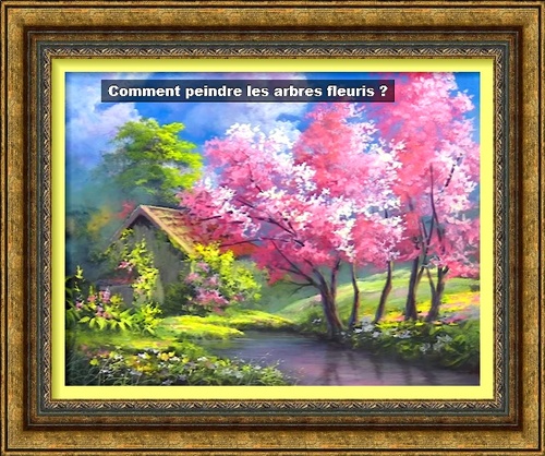 Dessin et peinture - vidéo 2758 : Comment peindre les premiers arbres en fleurs, au printemps ? - Huile ou acrylique.