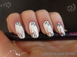 Nail Art abstrait blanc, rouge et noir très simple !