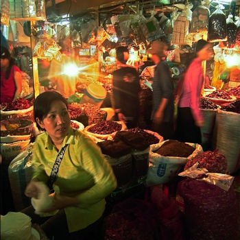 dans le russian market de phnom penh au cambodge.