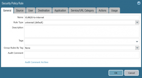 Configuration basique d'un pare-feu Palo Alto (vlan, nat, accès internet)