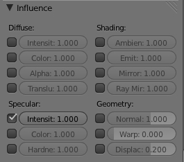 Tableau Influence ajusté pour une Specular map