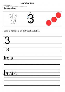 Maternelle écriture des nombres