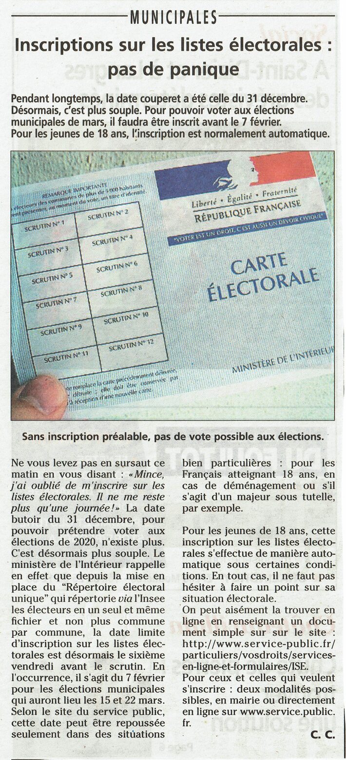 ELECTIONS MUNICIPALES - LISTE ÉLECTORALE