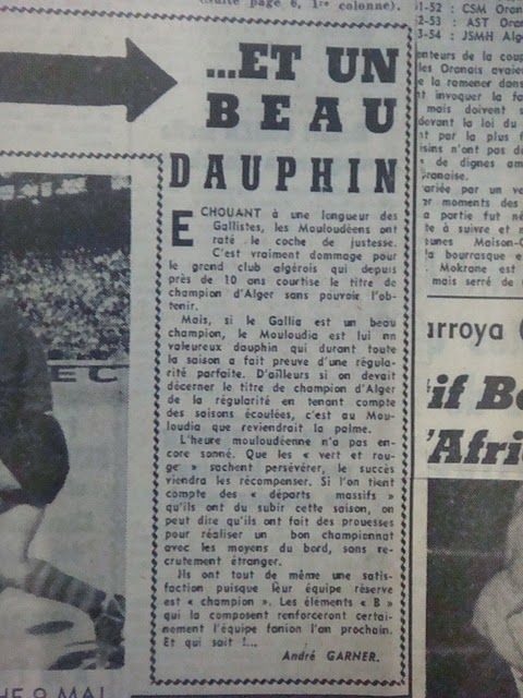 2.5.1954 pour le titre GSA-MCA 0-0