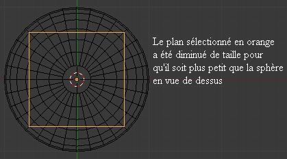 Diminuer la taille du plan pour qu'il soit plus petit que la sphère