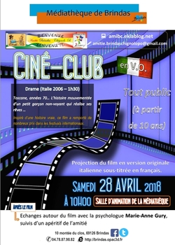 Notre prochain ciné-club ce samedi à 10h