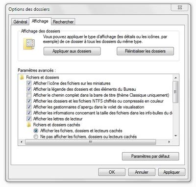 Faire apparaitre mes dossiers cachés