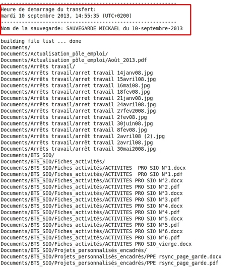 Script de sauvegarde avec Rsync (modification)