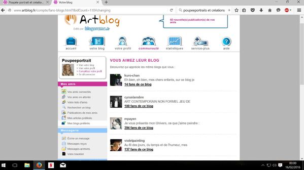 Capture liste interne "Vous aimez leur blog" avec photos, avatar... page-12