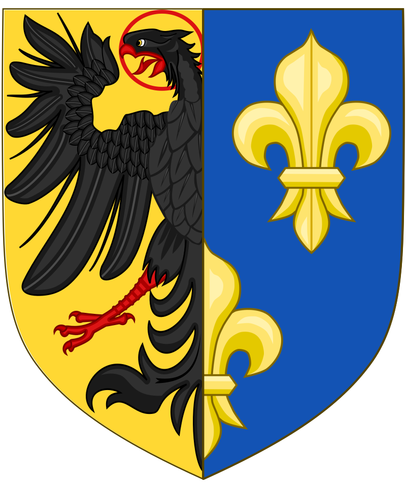 Armoiries imaginaires de Charlemagne d'après les fresques du château de la Manta.