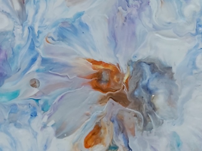 printemps, peinture acrylique en pouring 