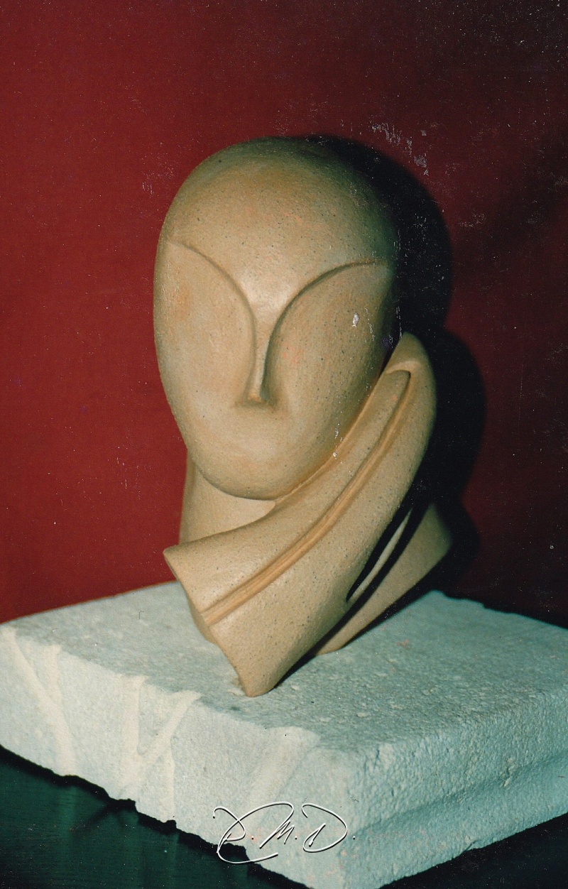 Inspiré de Constantin Brâncuși - Terre chamottée cuite et patinée
