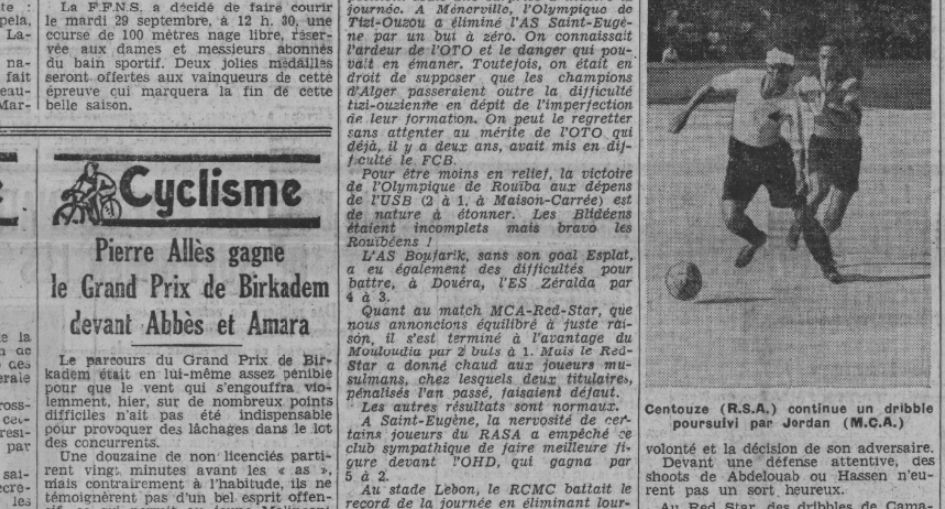 Dimanche 27.9.1936 au Municipal coupe AFN MCA-RSA 2-1