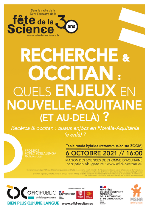 Fête de la Science - table ronde "Recherche & occitan"