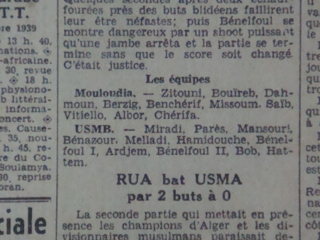 5.11.1939 mca-usmb 1-1 les compositions d\'équipes