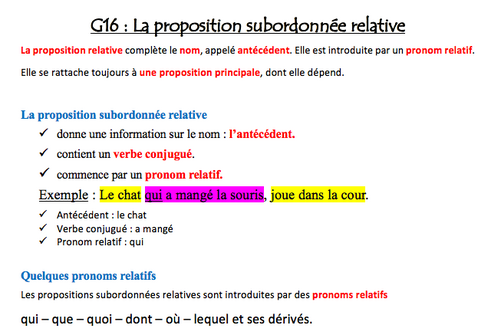 G16 : Les propositions relatives