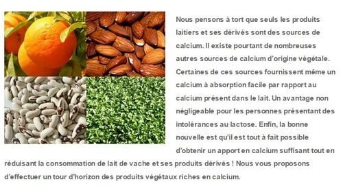 Les sources de calcium végétal: le calcium, sans lait !