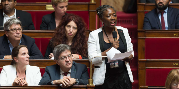 Jean-Luc Mélenchon et Danièle Obono à l'Assemblée nationale, le 24 octobre.