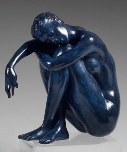 Marie Paule DEVILLE-CHABROLLE Colombe Épreuve en bronze à patine bleue, fonte De