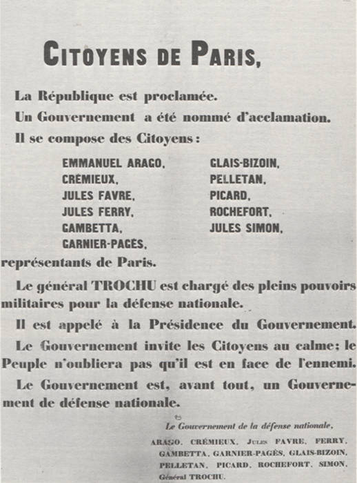 Résultat de recherche d'images pour "proclamation république 4 sept 1870 gambetta"