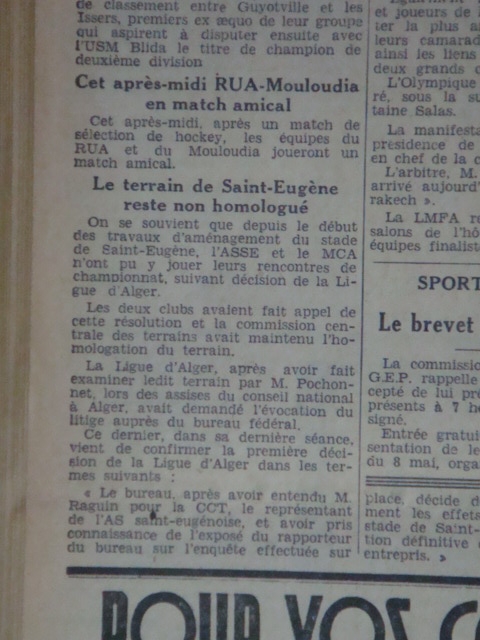 le stade de st eugène non homologué pour travaux
