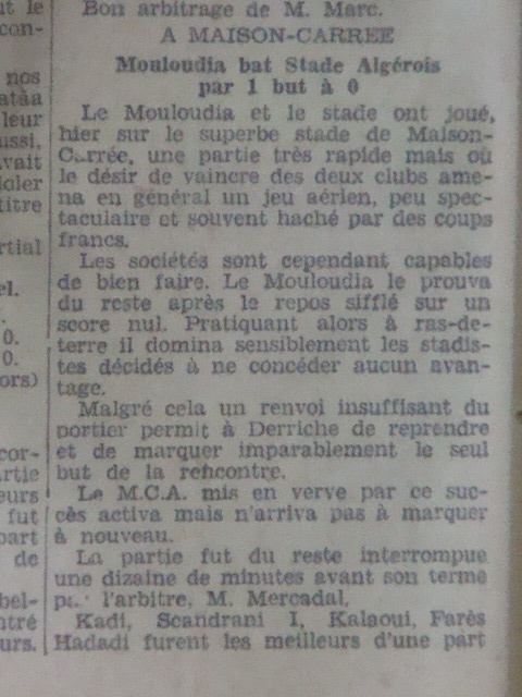 23.10.1932 à maison carrée mca-stade algérois 1-0