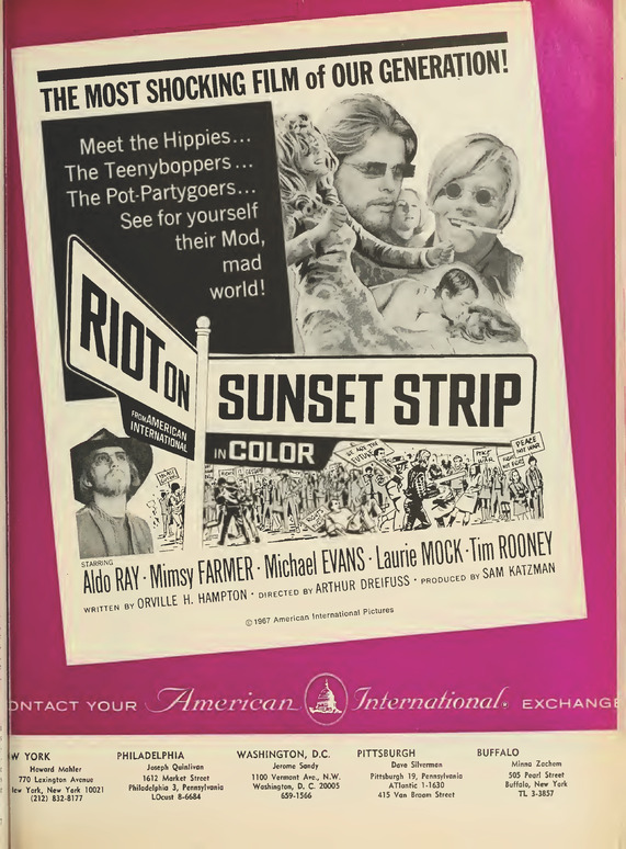 RIOT ON SUNSET STRIP  box office usa 1967