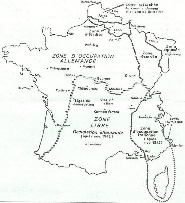 la carte de France en 1940 : un pays partagé