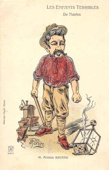 LES ENFANTS TERRIBLES DE NANTES : M. Aristide BRIAND (héliographie Dugas, Nantes, d’après un dessin de Jacques Pohier