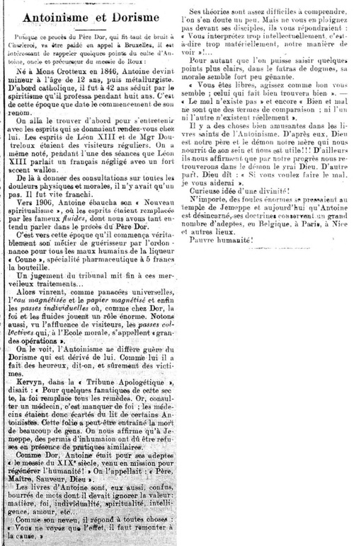Antoinisme et Dorisme (L'Echo de la Presse, 21 janvier 1917)(Belgicapress)