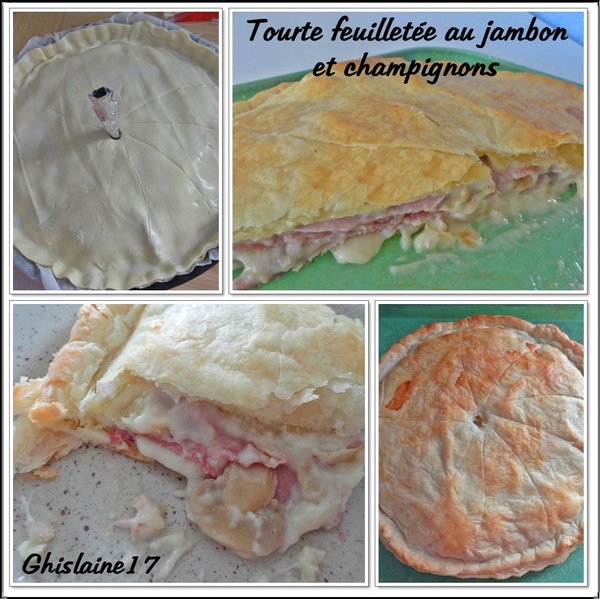 Tourte feuilletée au jambon et champignons