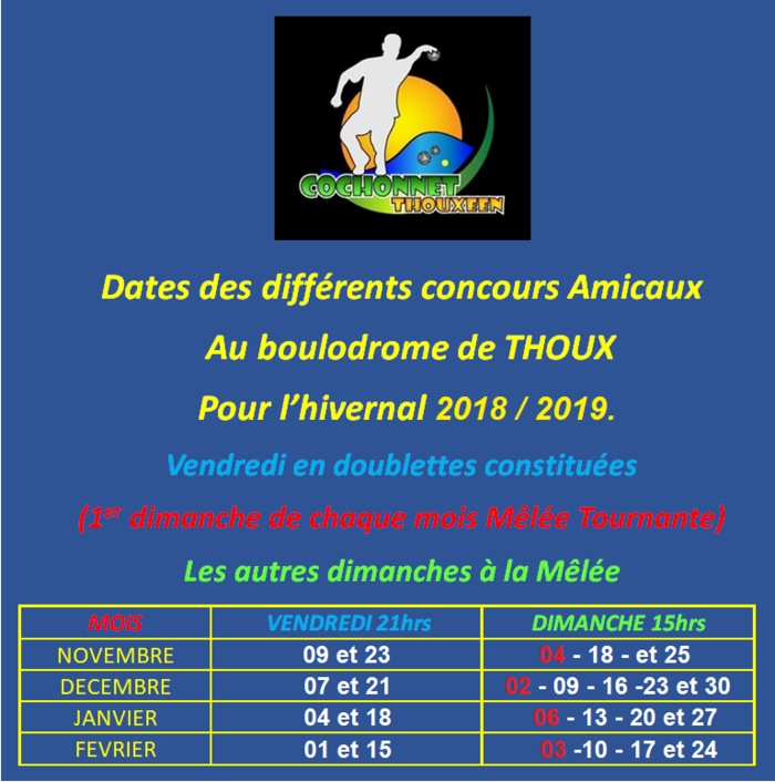 Concours Amicaux à Thoux 2018/2019.