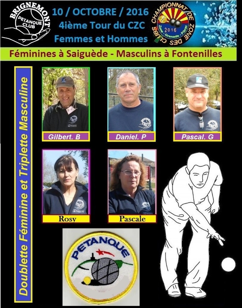 4 ième Tour du C.Z.C Féminines à Saiguède et Masculins à Fontenilles.