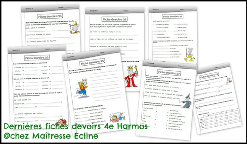 Dernières fiches devoirs de français - 4e Harmos