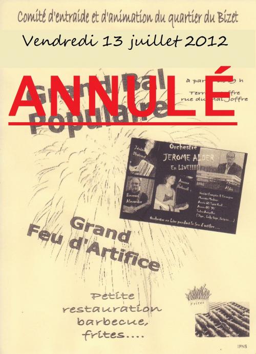 Le GRAND bal populaire du Bizet ; ANNULÉ !!!