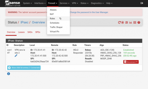 VPN IPsec de site-à-site avec PFSENSE