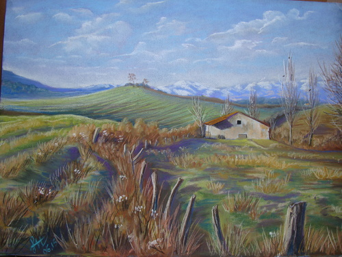 Paysage de pays basques, 48 x 36 cm