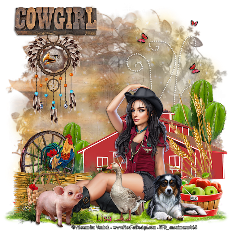 Ma réalisation du tuto "Cowgirl à la ferme"
