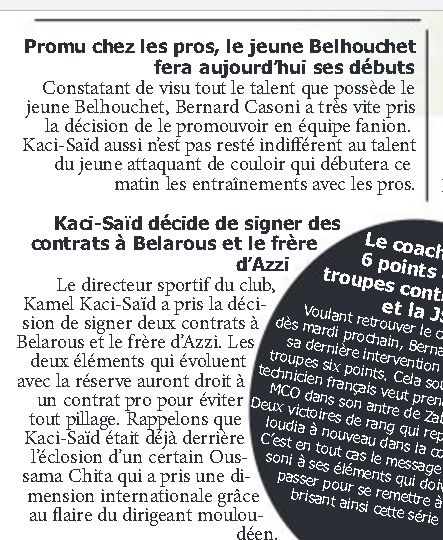 Belhouchet promu , Azzi et Benarous retenu pour prolonger