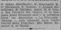 22.2.1931 L'intermembres Mouloudia (1er Grand Prix Cycliste organisé par le MCA)