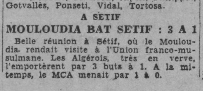 Dimanche 14.5.1944 à Sétif Amical USFMS-MCA 1-3