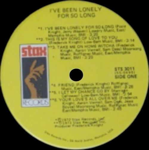 Frederick Knight : Album " I've Been Lonely For So Long " Stax ‎Records STS-3011 [ US ]