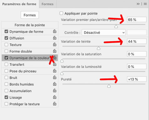 Les pinceaux et la gomme sur CC 2018