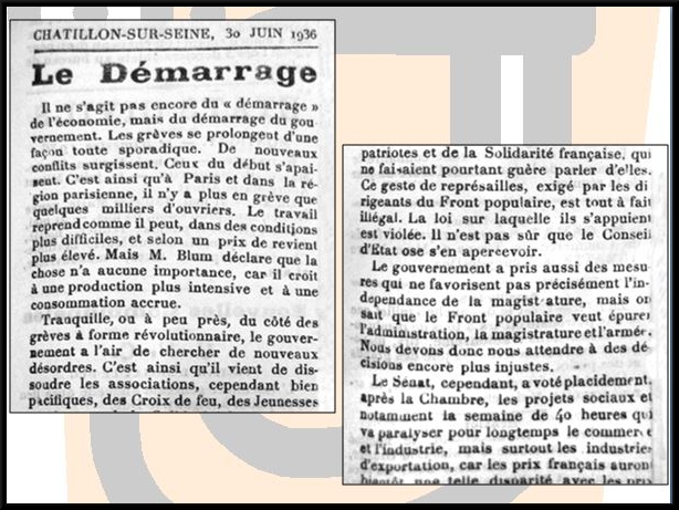 Le Front Populaire vu par le "Châtillonnais et l'Auxois" de 1936 (partie 2)