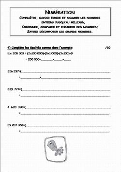 Evaluations maths 1ère période CM2