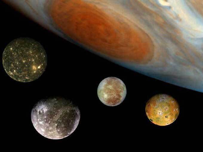 Les différents satellites de Jupiter